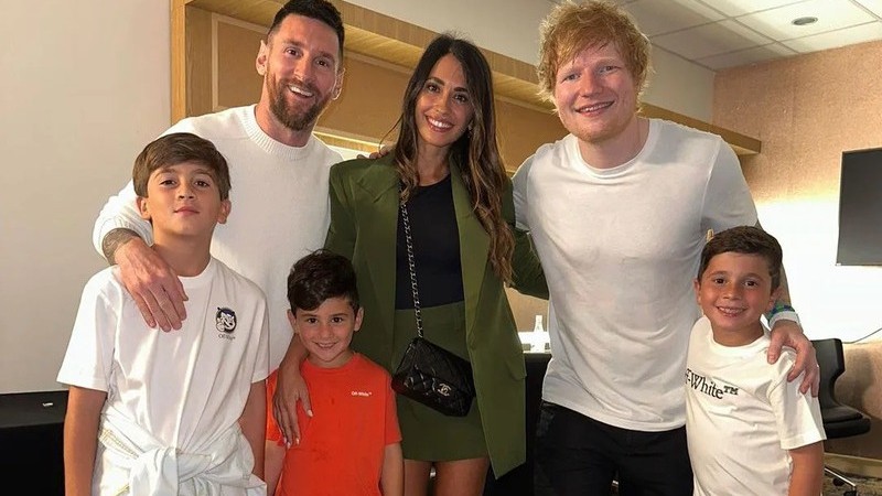 Con foto y video: los Messi se mostraron con Ed Sheeran