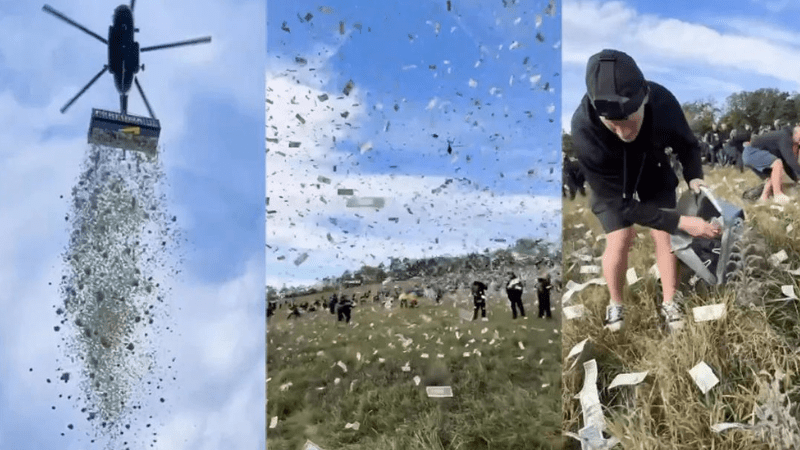 Un influencer lanz un milln de dlares desde un helicptero para sus fans