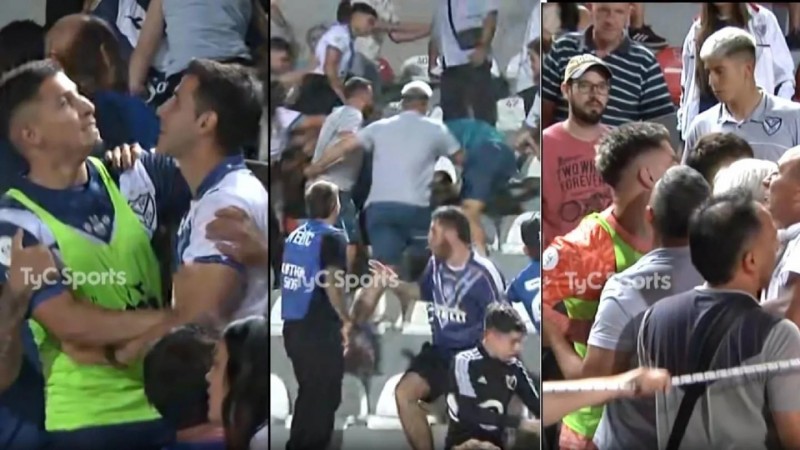 Video: la feroz pelea entre hinchas y jugadores de Vlez