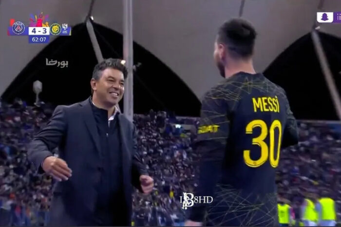 El emotivo abrazo entre Messi y Marcelo Gallardo