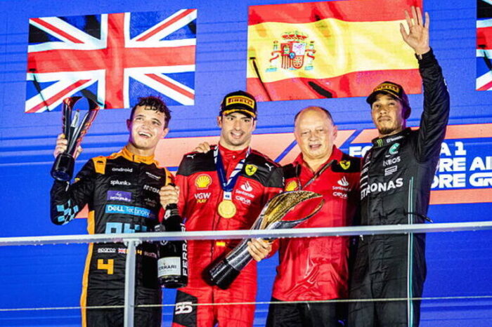 Formula 1: el podio de Singapur se tiñó de rojo y amarillo